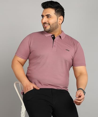 Image of INKKR Plus Size Men's Regular Fit Solid Polo Tshirt