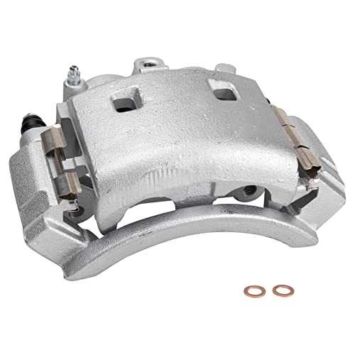 Image of TRQ Rear Performance Brake Pad, Caliper, & Rotor Kit Semi-Metallic Vented Premium G-Coated Compatible with 2003-2008 Dodge Ram 3500