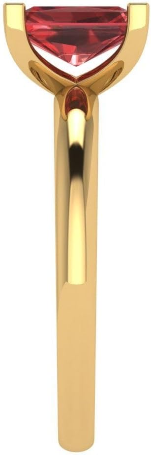 Clara Pucci 14K Solid Gold Engagement Ring for Women | 1 cttw Garnet Emerald Cut Solitaire | Real Yellow Gold Wedding Ring - Image 3