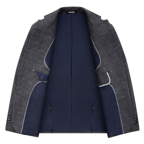 Mens Plaid Suit Tweed Slim Fit 2 Piece Casual Suits for Men One Button Tuxedo Suits Set （Blazer Jacket & Pants Set）4