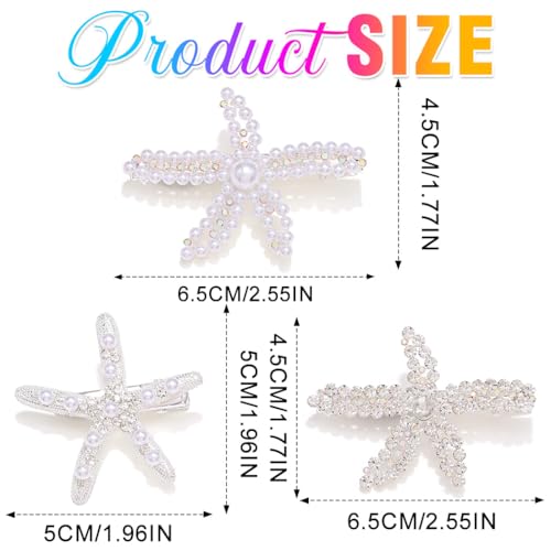 Pinzas de estrella de mar Fashey con diamantes de imitación y perlas finas 6