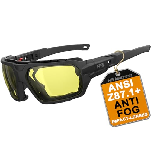 HTS HUNTERSKY Q37 Protective Powersports anti fog yellow tinted night vision driving riding glasses hunting Shooting Airsoft Skydiving Wind Dust proof by HTS HUNTERSKY - Used condition - US$22.44