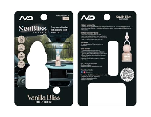 Image of NEODRIFT 'NeoBliss' (Set of 4) | (Mix) Car Hanging Diffuser Car Perfume & Air Freshener in Glass Bottle with Wooden Lid and Long Lasting Scent - 10ml