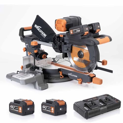 Evolution R255SMS-DB-Li Cordless Mitre Saw with Batteries & Charger