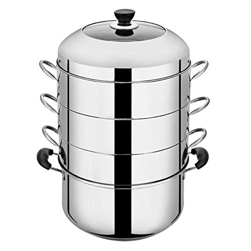 Hyl Vaporeras para Pasta 4 Niveles de Gran Capacidad de Vapor del alimento, de Acero Inoxidable multifunción Vapor del alimento Sopa de Olla, Viajes portátil Compacto vaporera (Size : 30cm)