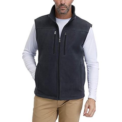 MOHEEN Men's Sleeveless Front-Zip Jacket Soft Fleece Vests Outwear Charcoal Gray 2XL Cover