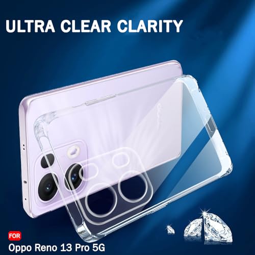 Image of TheGiftKart Back Cover Soft Case for Oppo Reno 13 Pro 5G | Best Camera Protection | Inbuilt Dust Plugs & Anti-Slip Grip | Ultra Clear Slim Case Cover for Oppo Reno13 Pro 5G (Silicone, Transparent)