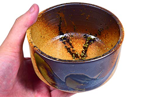 Mino Ware Japanese Handcrafted Matcha Tea Bowl Brown, Matcha Tea Cup Ceremony, Authentic Pottery, Shigaraki Oribe Chawan #TOP6