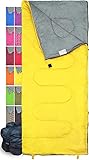 Lightweight Yellow Sleeping Bag by RevalCamp. Indoor & Outdoor use. Great for Kids, Teens & Adults....