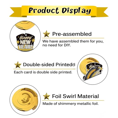Image of Happy New Year Decor - 24 Pcs Happy New Year Hanging Swirls Decorations 2026 New Years Eve Party Supplies