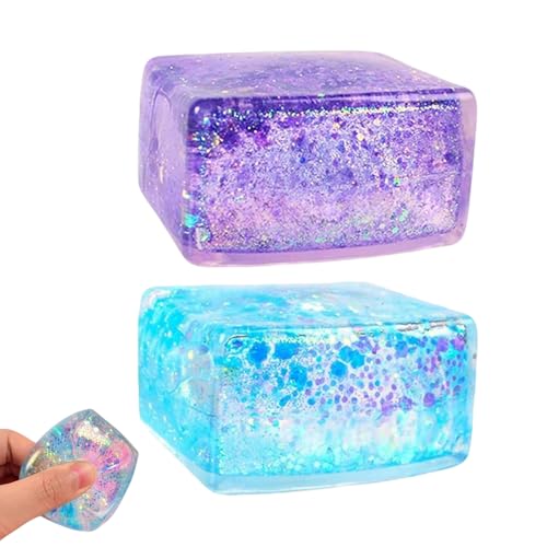 2 Pièces Balle Anti-Stress pour Enfant et Adulte - Boule Squishy Jouets Fidget de Glaçon Squeeze à Presser pour Gérer et Soulager Anxiété - Doux