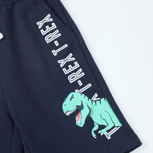 Image of HILEELANG Toddler Boy Summer Short Clothes Sets Cotton Crewneck Tees Shorts Pocket Adjustable Knite Shorts Playwear Sets