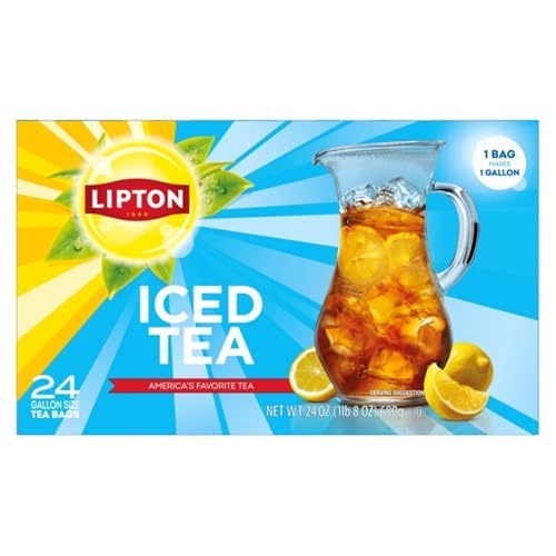 Lipton Unsweetened Iced Tea Bags, Gallon-Sized Zero Calories, 24 Total Tea Bags