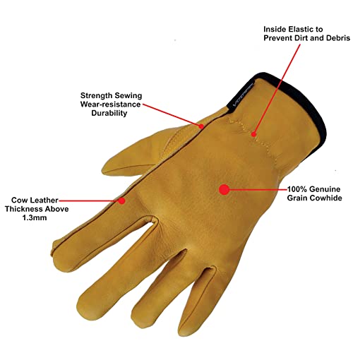 Idenax Leather Gardening Gloves For Men Women, Working Gloves, Reinforced Thorn Proof & Cut Resistant Yardwork Gloves (Medium) #TOP3