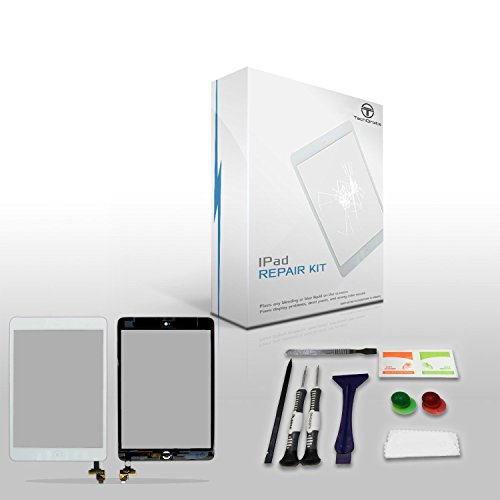 TechOrbits Screen Replacement Glass Digitizer Compatible with 7.9” Mini & Mini 2 Retina Display with IC Chip & Home Button A1432 A1454 A1455 A1489 A1490 A1491 Repair Guide & Tool kit (White)