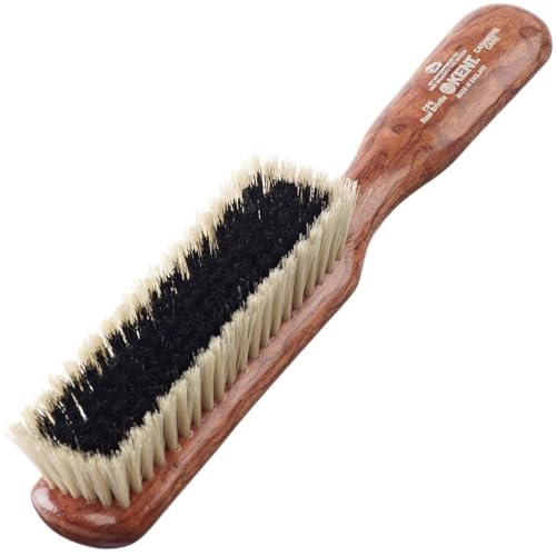 Kent CP6 Clothes Brush. Cashmere Care Dark Wood with Black & White Boar Bristle Lint Remover for Wool and Silk for Keeping Delicate Fabrics Free from Fibres Fluff and Pet Hair. Made in England