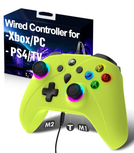 Image of UGAME Wired Controller for Xbox One Series X S PC,RGB Light Control with 1000Hz Polling Rate ALPS Stick,Plug and Play Remote with Back Paddles Turbo,Enjoy Precise Smoother Gameplay