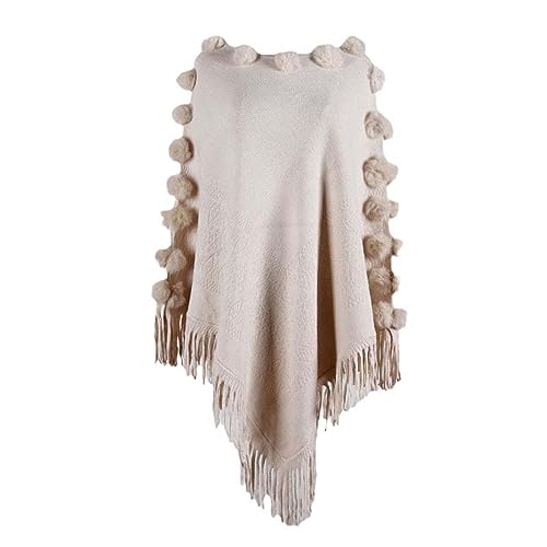 Suéter mujer punto capa bufanda con borlas poncho invierno jersey informal jumper