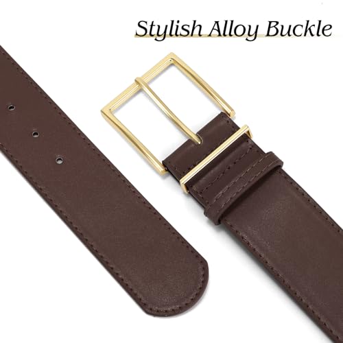 WHIPPY Women Wide Leather Waist Belts for Dresses Pants Fashion Leather Waistband for Women with Gold Buckle3