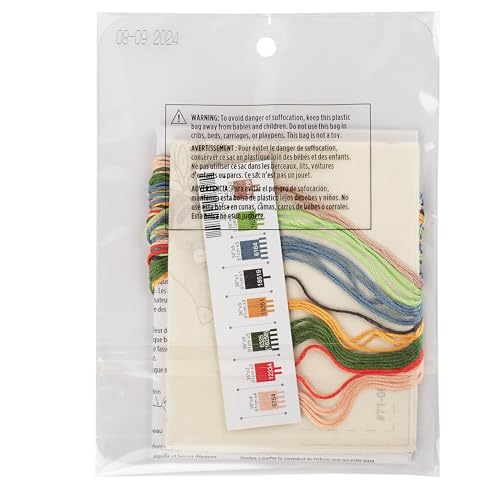 Image of Dimensions 71-06262 Hedgehog Embroidery Needlepoint Kit for Beginners with Printed Fabric, 7 inch x 5 inch, Multicolor, 4 Pieces
