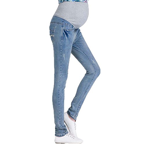 Umstandsmode Mutterschafts Hose Umstands Hose Jeans Slim Fit Freizeithose Hellblau/L Cover