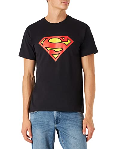 Superman Logo Camiseta, Negro (Black Black), Large para Hombre