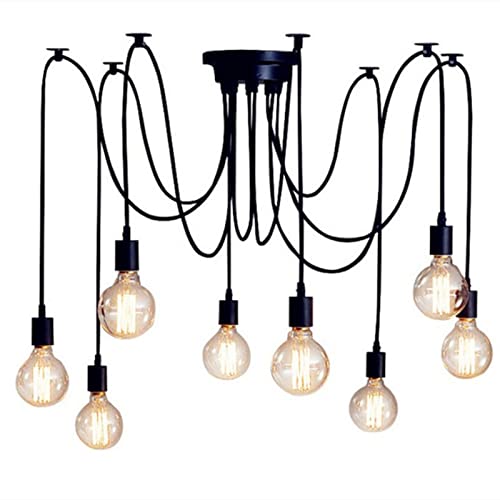 Lustre suspendu à 6 bras E27 avec fil réglable de 1.5m et plafonnier rétro