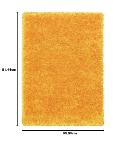 Image of Premium Microfiber Soft Yellow Shag Rug 2x3 Feet Featuring Dense Fluffy Texture, Anti Skid Support and Durable Handmade Quality for Living Room, Bedroom and Hallway