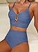Herseas Women's Textured Bikini Set V Neck High Cut Swimwear Ribbed Sexy 2026 Beach Vacation Essentials Clothes Push Up Swim Suits Casual Vacation Outfits Sky Blue Medium