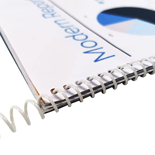 RAYSON Kunststoff Spiralbindung 50 Blatt, 4:1 Teilung, 9,5 mm, A4, Weiß, 100 Stück