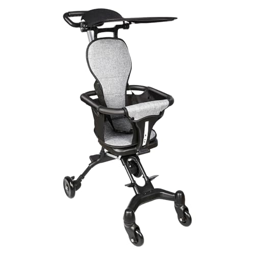 Triciclo infantil escalable con asiento reversible, triciclo de bebé con asa de empuje ajustable, bicicleta de bebé infantil, bicicleta de caminar, asiento reversible, 30 x 55 x 86,5 cm, gris + negro