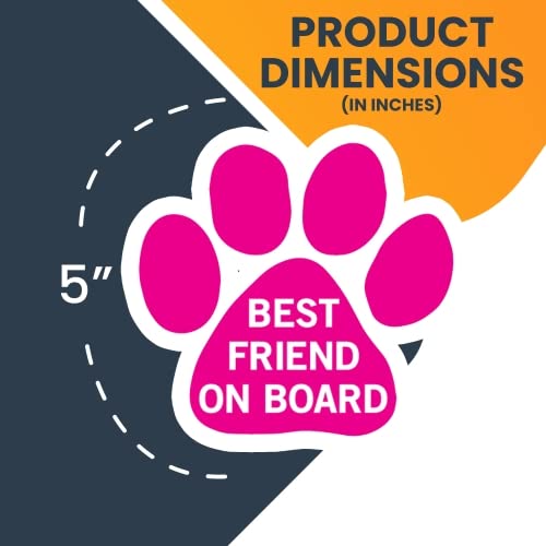 Image of Best Friend on Board Pink Pawprint Car Magnet 5 Inch, Dog Lover Gift