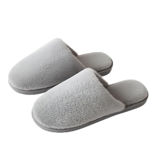 Women indoor slip on slippers closed toe soft plush upper warm faux fur lining padded footbed lightweight non slip sole open heel mule for home wear and brief errands