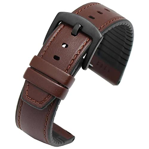 Bracelet 22mm Huawei Watch GT en cuir et silicone noir pour montre connectée
