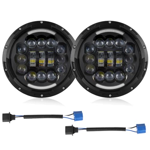 RXTSQI 7 Inch Round Headlights DOT Approved, Compatible with Suzuki Samurai SJ410 1986-1995, H6024 Hi/Low Sealed Beam Turn Signal DRL, Plug and Play, IP68 Waterproof, Pack of 2