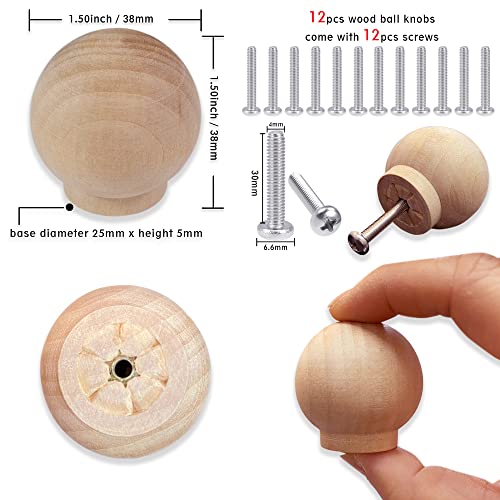 EureKaEr 12 Stück Möbelknöpfe Holz, Holz Schubladengriff, 40 x 30 mm Runde Holzknöpfe, Schrankknöpfe für kommode, Holz Möbelgriffe, Küche Schranktüren Griffe Holz Knöpfe
