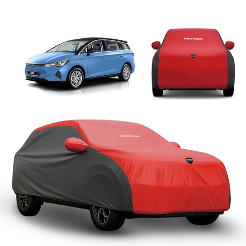 Image of PROTEGO Prime Series India's 1st Anti-Tear Car Cover for BYD E6 | Heavy-Duty, Custom Fit, All Weather Protection | 100% Waterproof, Windproof & Hail Resistant | 2-Year Warranty | Red + Black