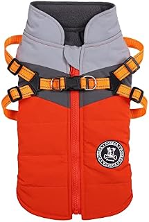 Poseca Dog Coat Winter Puppy Coats Dog Winter Coat Dog Harness Coat Small Dog Harness Puppy Jacket Vest Clothes Reflective Waterproof Dog Coats with Harness for Small Medium Dogs