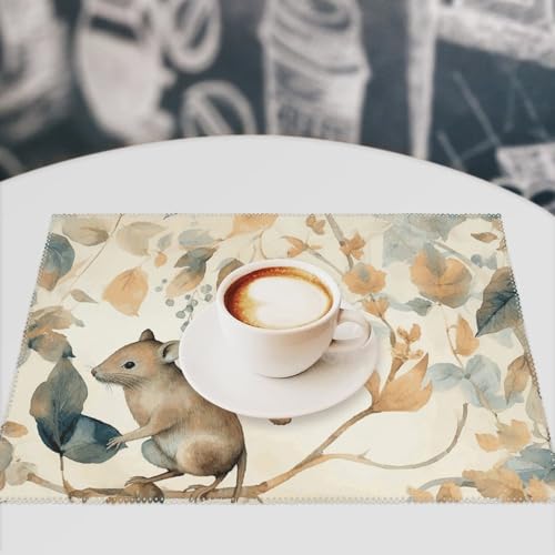 Sets de table en toile souris et feuilles 45x30cm (lot de 6) anti-chaleur - 8