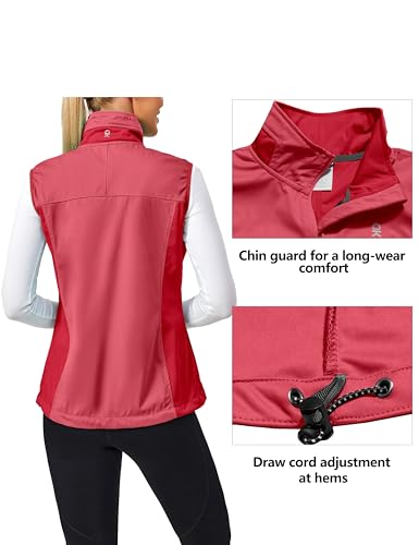 Little Donkey Andy Colete Feminino Leve E À Prova De Vento Para Golfe, Tênis, Corrida Ciclismo (Verm