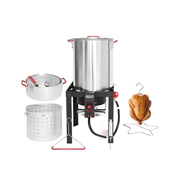 NUUK 30QT Turkey Fryer & 10QT Fish Fryer Combo Kit with CSA Approved 50,000BTU Burner with Auto Ignition System and 10PSI Regulator