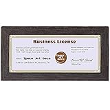 Space Art Deco, Dark Brown Textured Frame for 4x9 Business License/Certificates,Tempered...