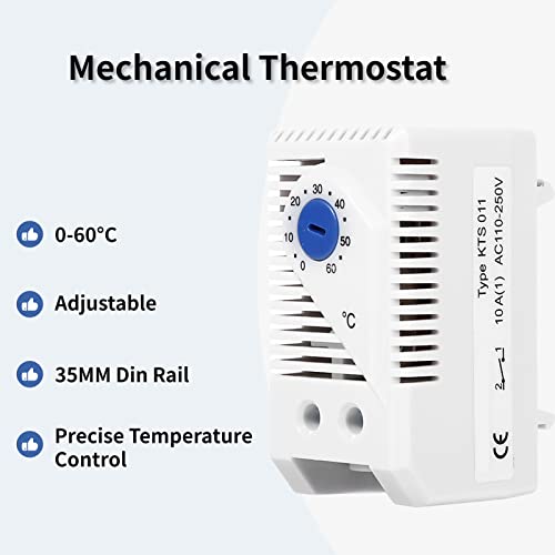 Caredy Mechanical Thermostat, 1Pc 0-60℃ Adjustable Compact Electric Mechanical Thermostat Temperature Controller Switch New Filter Fan, Cooling Equipment (Kts011) #TOP1