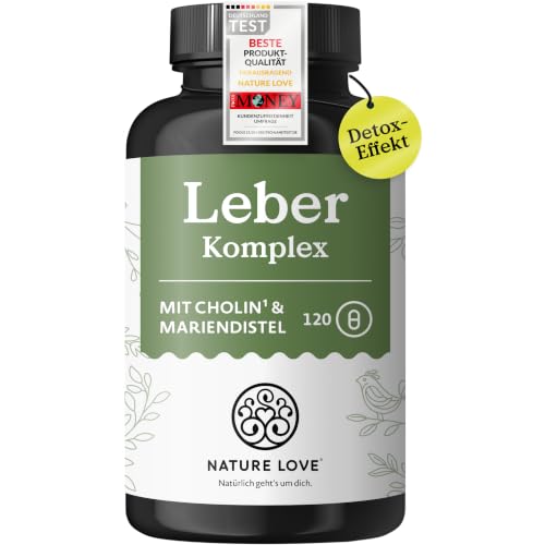NATURE LOVE Leber Komplex - 120 Kapseln - 80% Silymarin, Cholin & Zink