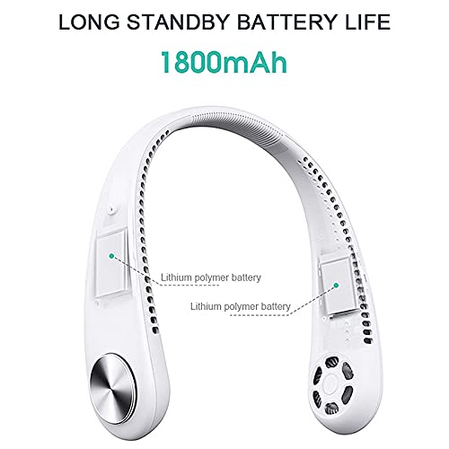 Ventilateur de cou portable rechargeable 1800mAh blanc à 3 vitesses