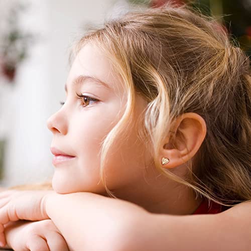 Initial Stud Earrings For Girls Kids, Tiny S925 Sterling Silver 14K Gold Plated Girls Earrings Hypoallergenic Sensitive Alphabet Letter Stud Earrings For Toddler Kids S Initial Studs #TOP2