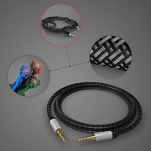 Image of KabelDirekt - 3.5mm Aux Audio Cord - 9ft | 3.5mm Aux Audio Cable with Nylon Jacket Jack to Jack - for Mobile Phone, Tablet, Headphones, Car & HiFi