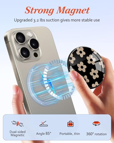 Image of Magnetic Phone Grip, Cute Finger Grip Phone Stand, Small Flower
