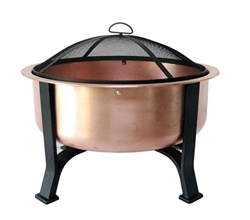 Global Outdoors 26-in Genuine Copper Deep Bowl Fire Pit with...