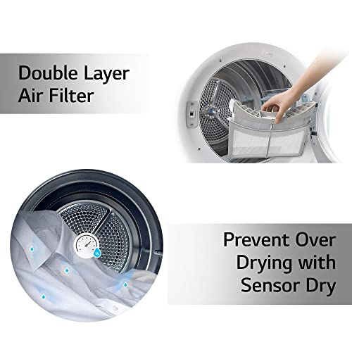 Image of LG 9 Kg Wi-Fi Inverter Eco Hybrid Technology Fully Automatic Heat Pump Front Loading Dryer (DHV09SWB, Auto Clean Condenser, Double Layer Air Filter, Black Steel)